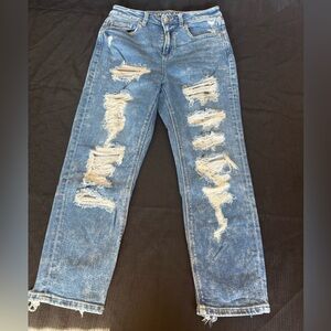 American Eagle Outfitters Ripped Blue X-Short Cropped Jeans